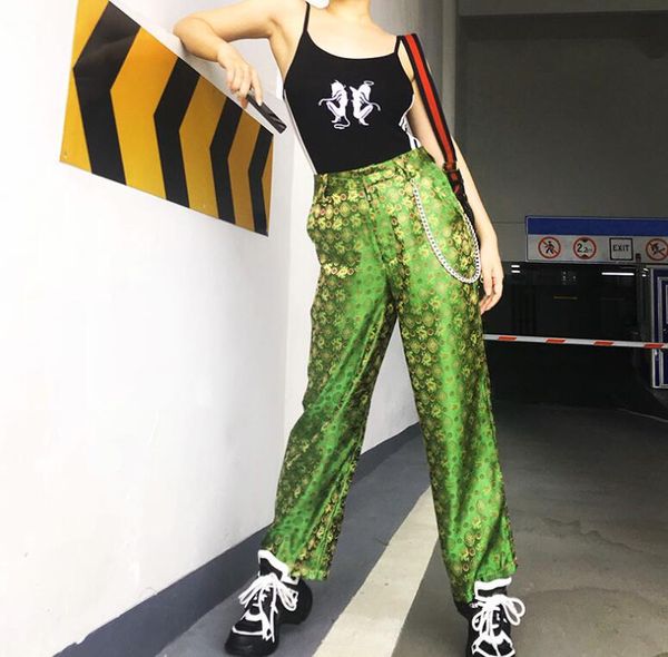 new women's chinese style retro embroidery dragon street hip hop high waist green straight casual pants, Black;white
new women's chinese style retro embroidery dragon street hip hop high waist green straight casual pants, Black;white