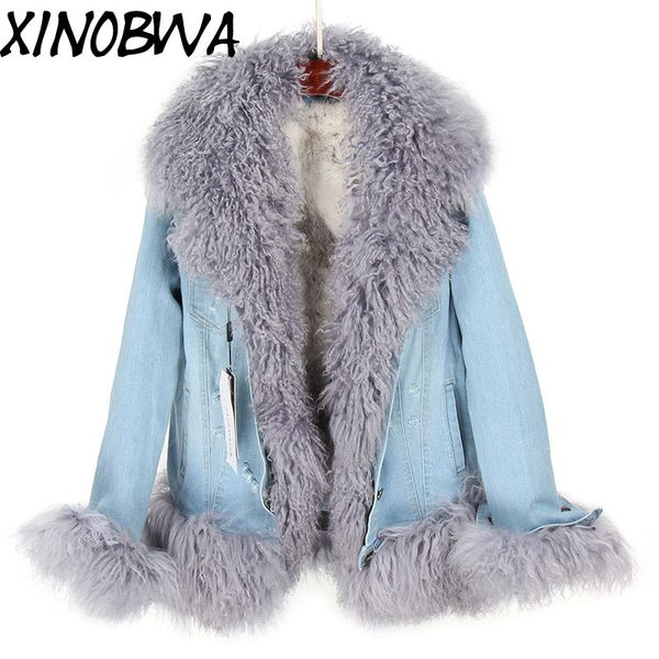women winter high fashion big real wool real fur collar cuff denim vintage coats ladies thick warm liner jackets parkaks, Black
women winter high fashion big real wool real fur collar cuff denim vintage coats ladies thick warm liner jackets parkaks, Black