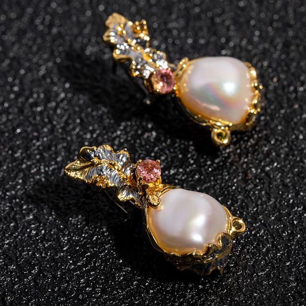 pearl earrings with original jewelry design baroque s925 silver handmade custom jewelry earrings, Golden;silver
pearl earrings with original jewelry design baroque s925 silver handmade custom jewelry earrings, Golden;silver