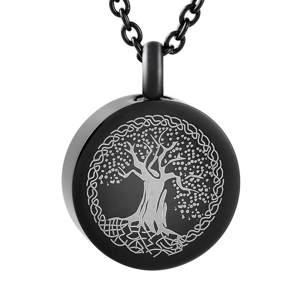 new z795 black hypoallergenic round shape memorial urn necklace with tree of life cremation jewelry pendant ashes holder for women, Silver
new z795 black hypoallergenic round shape memorial urn necklace with tree of life cremation jewelry pendant ashes holder for women, Silver
