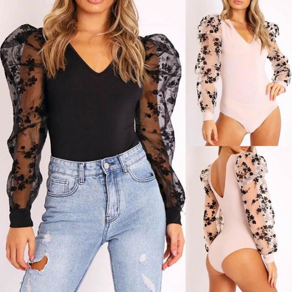 2020 new lace puff sleeve women's bodysuit spring autumn puff sleeve floral vintage bodycon jumpsuit skinny mesh bodysuits, Black;white
2020 new lace puff sleeve women's bodysuit spring autumn puff sleeve floral vintage bodycon jumpsuit skinny mesh bodysuits, Black;white