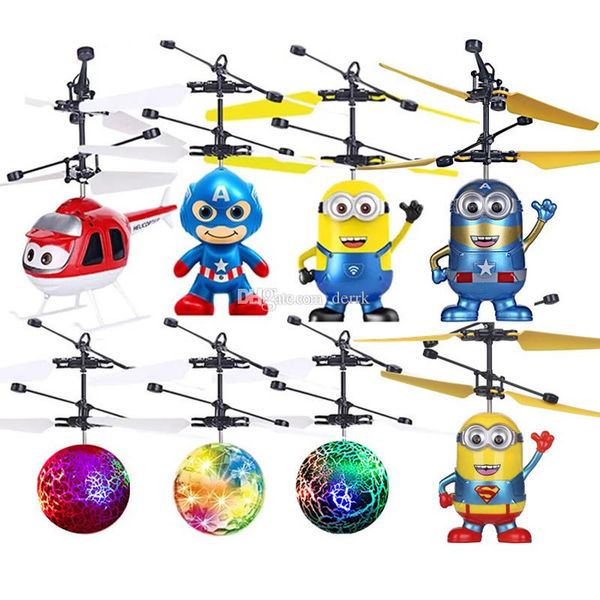 

9 types rc drone flying copter ball aircraft helicopter led flashing light up toys induction electric toy sensor led gadget