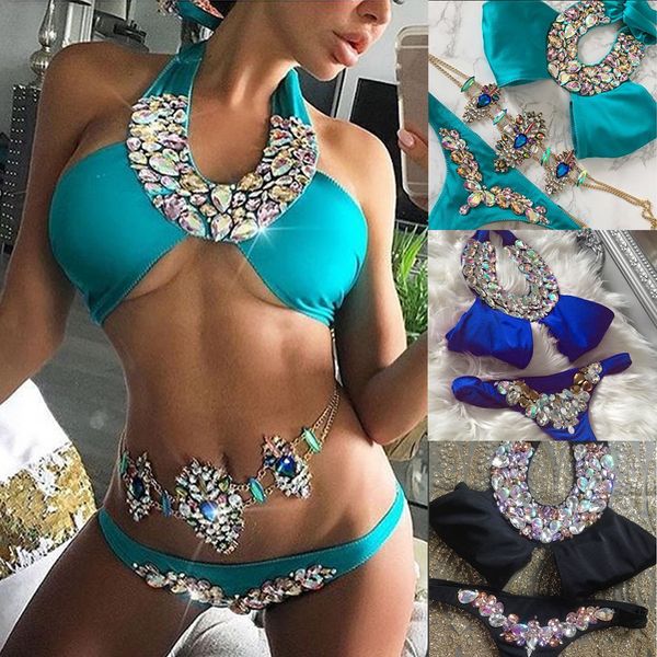 women diamond bikini set crystal halter bandage push up padded swimwear rhinestone swimsuit traingle bathing suit
women diamond bikini set crystal halter bandage push up padded swimwear rhinestone swimsuit traingle bathing suit