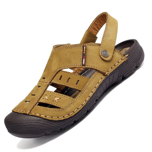 2018 new fashion men's summer sandals leather soft bottom baotou comfortable leisure hand size 38-44, Black
2018 new fashion men's summer sandals leather soft bottom baotou comfortable leisure hand size 38-44, Black