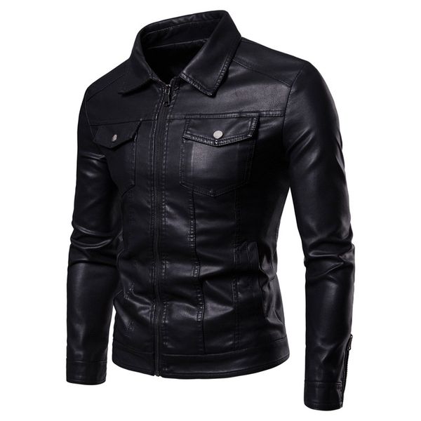 autumn and winter men korean-style trend fold-down collar locomotive pu leather jacket stereo multi-pockets solid color men's le, Black
autumn and winter men korean-style trend fold-down collar locomotive pu leather jacket stereo multi-pockets solid color men's le, Black
