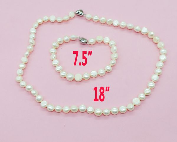 new 8mm natural pearl white pink gray freshwater baroque pearl necklace bracelet set, Silver
new 8mm natural pearl white pink gray freshwater baroque pearl necklace bracelet set, Silver