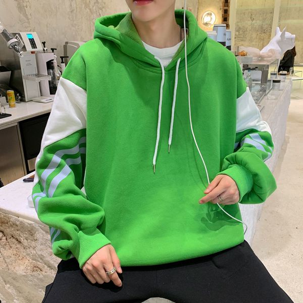 2019 весной и осенью оригинал hong стиль new сыпучие толстовка с капюшоном вскользь color matching пуловер m-2xl, Black 
2019 весной и осенью оригинал hong стиль new сыпучие толстовка с капюшоном вскользь color matching пуловер m-2xl, Black