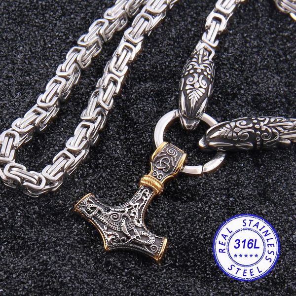316l stainless steel never fade viking wolf head bamboo chain necklace with mix gold hammer pendant necklace, Silver
316l stainless steel never fade viking wolf head bamboo chain necklace with mix gold hammer pendant necklace, Silver