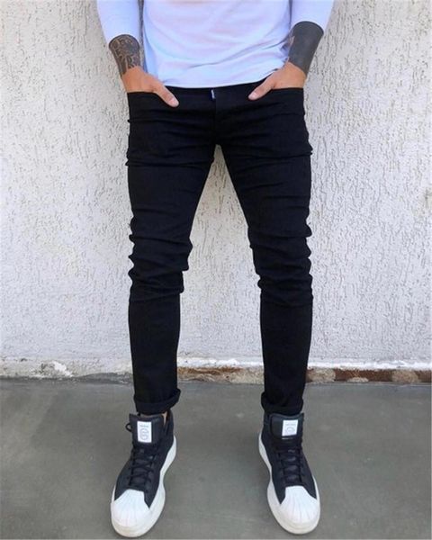 black mid waist zip closure male designer solid color jeans men's slim casual feet jeans fashion, Blue
black mid waist zip closure male designer solid color jeans men's slim casual feet jeans fashion, Blue