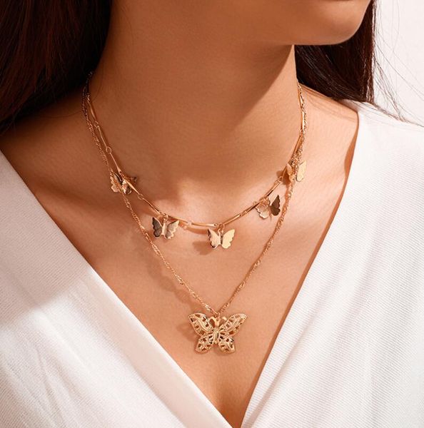 ins bohemian fashion alloy butterfly pendant double layer necklace the gift for women and girls ing, Silver
ins bohemian fashion alloy butterfly pendant double layer necklace the gift for women and girls ing, Silver