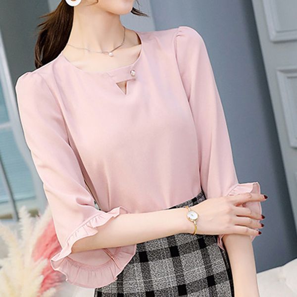 sweet ladies summer fashion bow tie ruffles blouse casual office work tee female women's 3/4 sleeve shirt blusas pullover, White
sweet ladies summer fashion bow tie ruffles blouse casual office work tee female women's 3/4 sleeve shirt blusas pullover, White