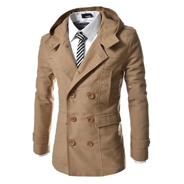 new men's fashion double-breasted design trench coat men's leisure slim windbreaker coat mens hooded jacket, Tan;black
new men's fashion double-breasted design trench coat men's leisure slim windbreaker coat mens hooded jacket, Tan;black