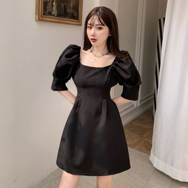 black white one piece dress short high waist puff sleeve party girl elegant summer robe vestido fiesta petite, White;black
black white one piece dress short high waist puff sleeve party girl elegant summer robe vestido fiesta petite, White;black