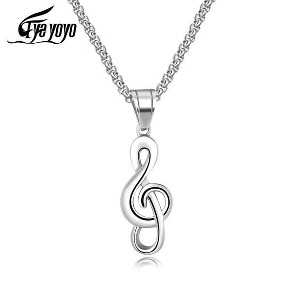 eyeyoyo music symbol featured commodity necklace titanium steel men's hip hop minimalist notes necklace charm, Silver 
eyeyoyo music symbol featured commodity necklace titanium steel men's hip hop minimalist notes necklace charm, Silver