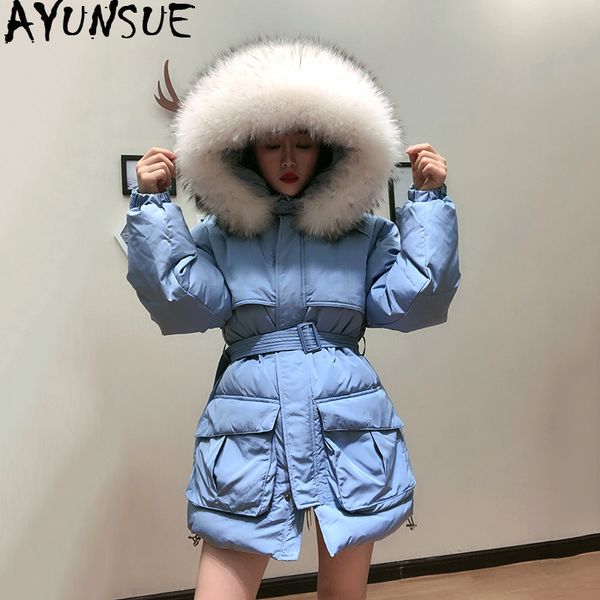 ayunsuie winter down jacket woman hooded clothes white duck down coats big fur collar korean jackets for women parka kj2814, Black
ayunsuie winter down jacket woman hooded clothes white duck down coats big fur collar korean jackets for women parka kj2814, Black