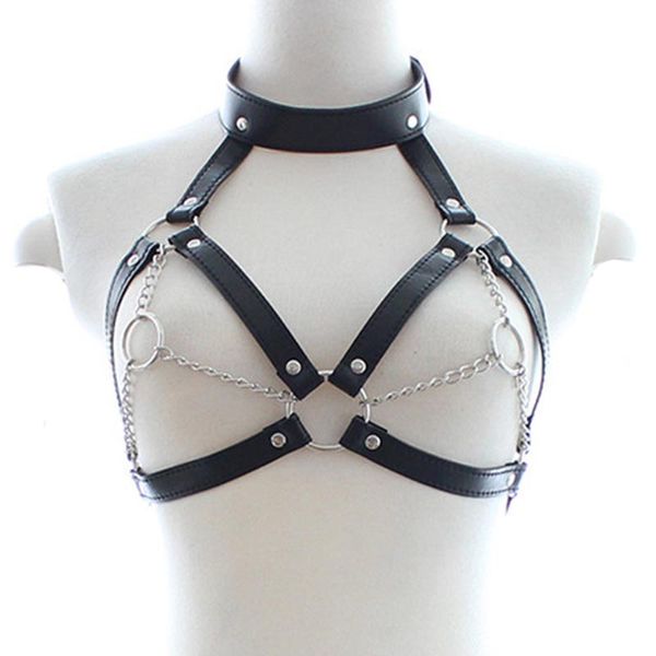 leather strap body harness open breast crop with metal chained nipple ring black kinky erotic fetish lingerie, Red;black
leather strap body harness open breast crop with metal chained nipple ring black kinky erotic fetish lingerie, Red;black