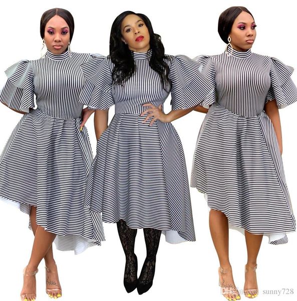 elegant stripes irregular a line women party dress high neck puffy tiered sleeves elegant casual dress mid calf real image 2019, Black;gray
elegant stripes irregular a line women party dress high neck puffy tiered sleeves elegant casual dress mid calf real image 2019, Black;gray
