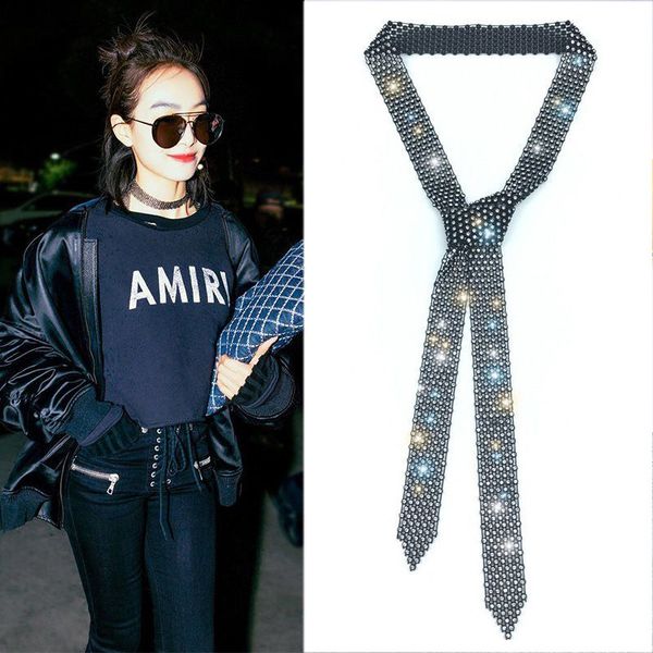 exaggerated fashion in europe and america more shiny row chain web celebrity personality with black neck long tassels cl, Silver
exaggerated fashion in europe and america more shiny row chain web celebrity personality with black neck long tassels cl, Silver
