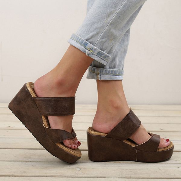muqgew women high heels sandals plus size open toe breathable beach sandals leather vintage rome flip flops casual wedges shoes, Black
muqgew women high heels sandals plus size open toe breathable beach sandals leather vintage rome flip flops casual wedges shoes, Black