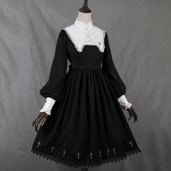 rosetic women dress medieval retro collar lace dress puff sleeve large swing lolita style girl female girl gothic, Black;gray
rosetic women dress medieval retro collar lace dress puff sleeve large swing lolita style girl female girl gothic, Black;gray