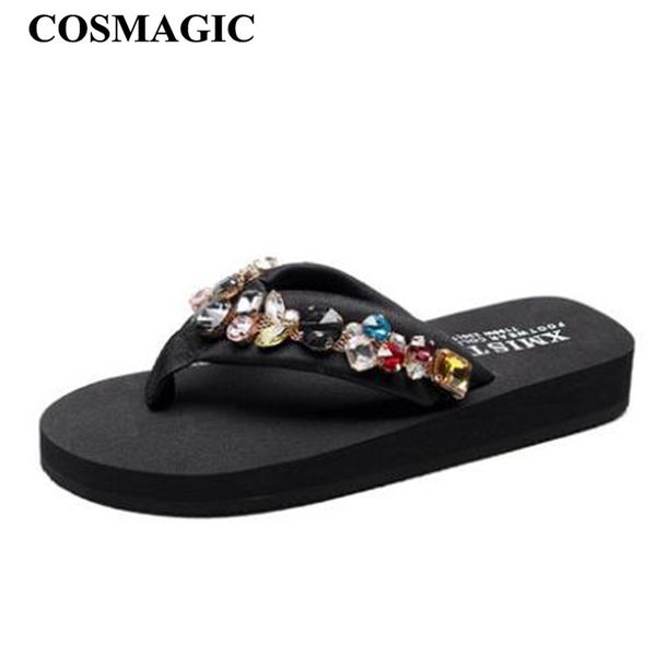cosmagic fashion sweet crystal flip flops slippers 2019 new women summer sweet beach platform handmade low heel slide, Black
cosmagic fashion sweet crystal flip flops slippers 2019 new women summer sweet beach platform handmade low heel slide, Black