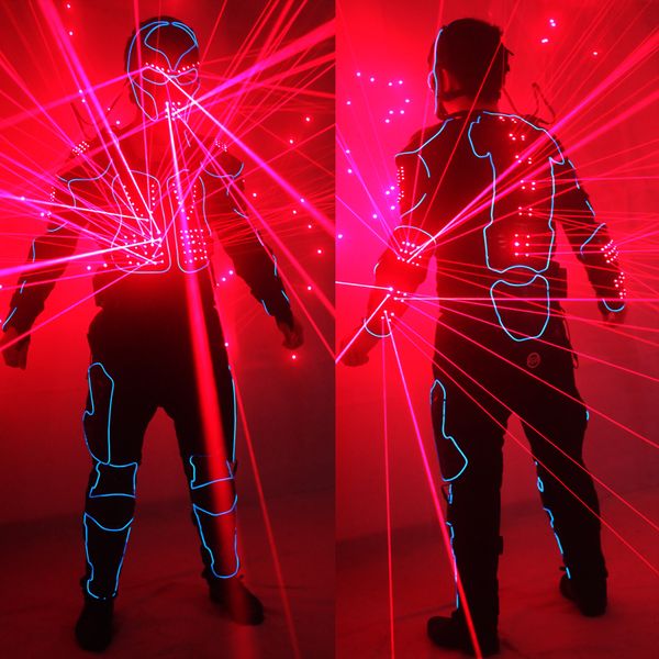 

лазерный робот костюмы, красный лазер жилет из светодиодов одежда, el провод светящийся костюм американского шоу талантов