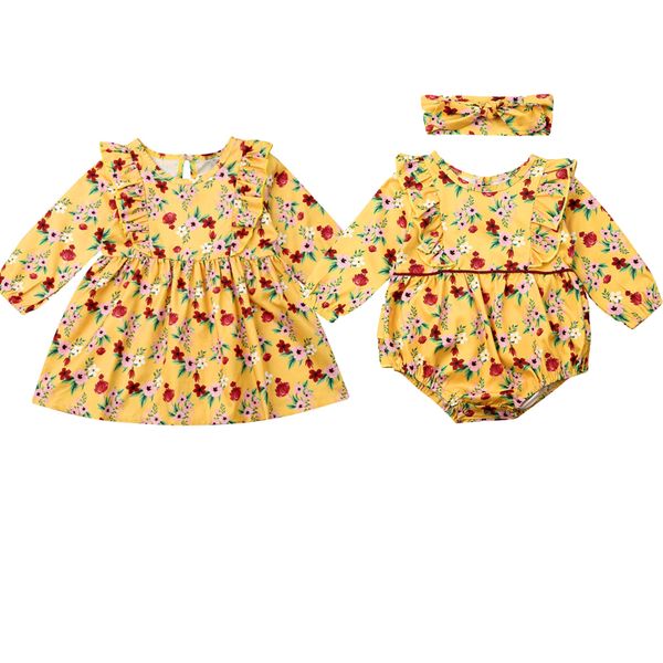 baby girls matching clothes little/big sister floral ruffle yellow long sleeve print romper dress outfits, Blue
baby girls matching clothes little/big sister floral ruffle yellow long sleeve print romper dress outfits, Blue