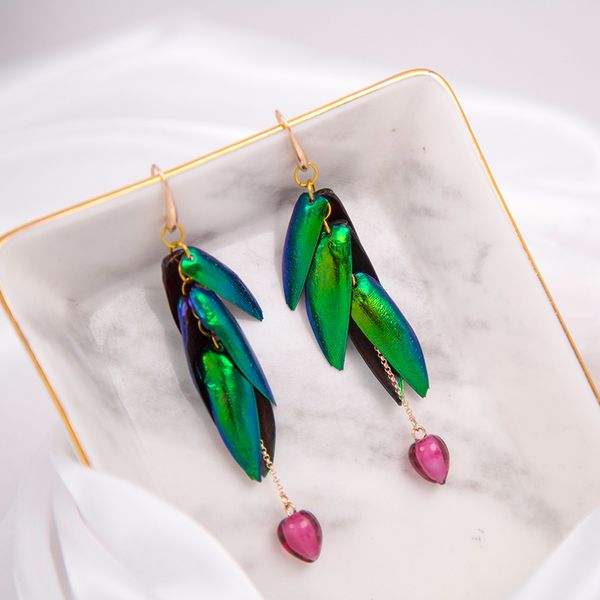 vanssey vintage fashion thailand natural beetle wings green iridescence handmade glass dangle tassel earrings for women new, Silver
vanssey vintage fashion thailand natural beetle wings green iridescence handmade glass dangle tassel earrings for women new, Silver
