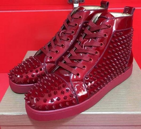 size 35-46, italy high red bottom sneaker shoes patent leather men,women leisure trainer footwear casual shoesspikes wine-red lace up, Black
size 35-46, italy high red bottom sneaker shoes patent leather men,women leisure trainer footwear casual shoesspikes wine-red lace up, Black