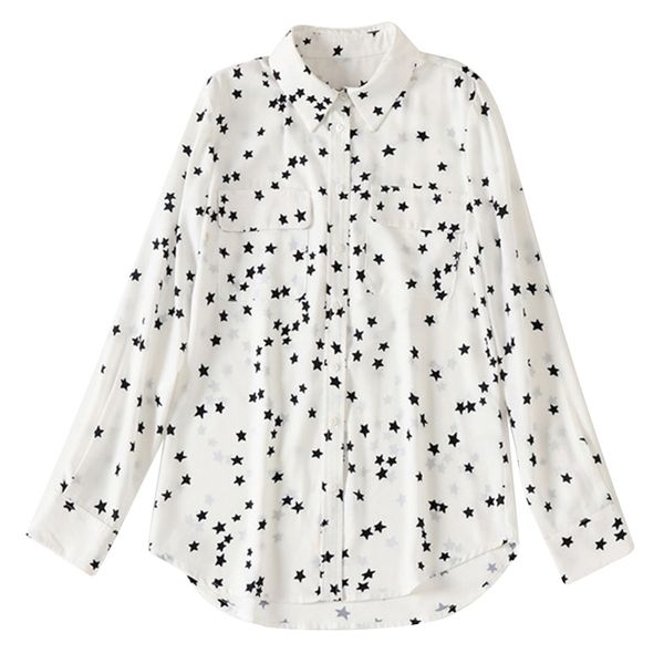 star print chiffon shirt women loose long sleeve shirt simple and elegant for women spring summer ll@17, White
star print chiffon shirt women loose long sleeve shirt simple and elegant for women spring summer ll@17, White