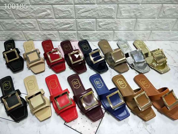 new high-end brand summer ladies sandals imported cattle patent leather flat bottom women's buckle slippers 34-42 code ing, Black
new high-end brand summer ladies sandals imported cattle patent leather flat bottom women's buckle slippers 34-42 code ing, Black
