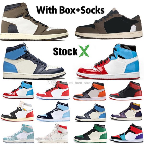 new 1 1s travis scotts fearless obsidian mens basketball shoes nyc to paris unc lakers black toe men sport designer sneakers size 36-46, White;red 
new 1 1s travis scotts fearless obsidian mens basketball shoes nyc to paris unc lakers black toe men sport designer sneakers size 36-46, White;red