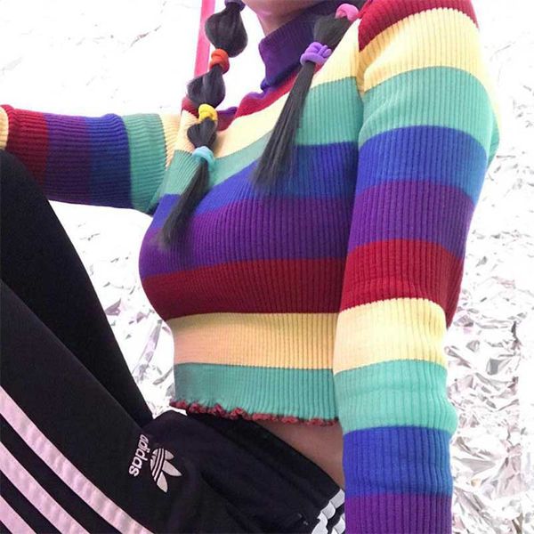 nicemix 2019 autumn winter striped sweater women korean style rainbow cropped knit sweater mujer vintage pullover jumpers, White;black
nicemix 2019 autumn winter striped sweater women korean style rainbow cropped knit sweater mujer vintage pullover jumpers, White;black