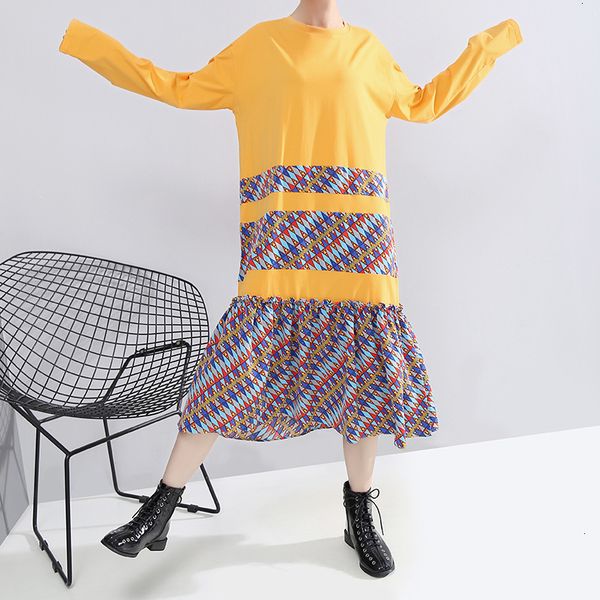 women pattern print split big size idi dress new round neck long sleeve loose fit fashion tide spring utumn 2020 1n032, Black;gray
women pattern print split big size idi dress new round neck long sleeve loose fit fashion tide spring utumn 2020 1n032, Black;gray