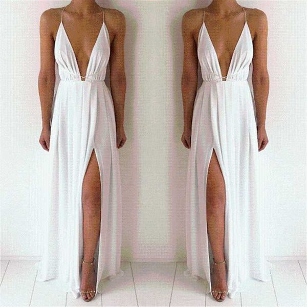 

bigsweety maxi dress women sleeveless backless boho long dress bridesmaid formal summer party bandage slit vestidos, Black;gray