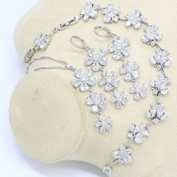 white zircon silver wedding jewelry set for women bracelet earrings necklace pendant birthday gift
white zircon silver wedding jewelry set for women bracelet earrings necklace pendant birthday gift