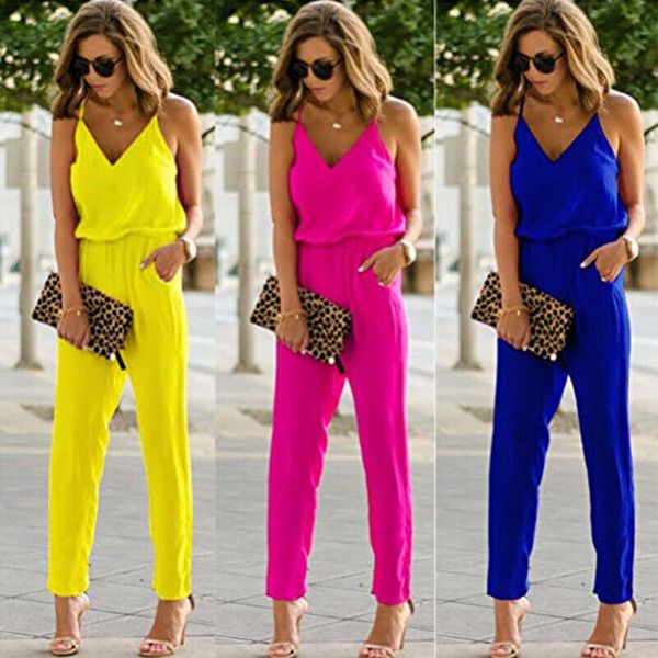 2020 elegant women casual v-neck summer jumpsuit ladies spaghetti strap solid color jumpsuit with pocket 3 colors, Black;white
2020 elegant women casual v-neck summer jumpsuit ladies spaghetti strap solid color jumpsuit with pocket 3 colors, Black;white