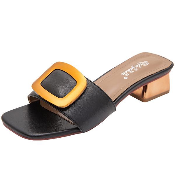 sandals woman 2019 mouth pu circle head coarse with women's sandals, Black
sandals woman 2019 mouth pu circle head coarse with women's sandals, Black