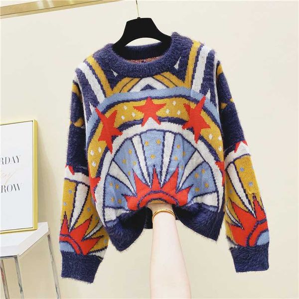 sweater women's loose-fit sweaters 2020 new spring winter color geometric pattern women's lazy wind sweater knitwear, White;black
sweater women's loose-fit sweaters 2020 new spring winter color geometric pattern women's lazy wind sweater knitwear, White;black