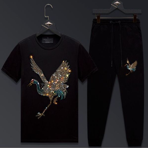 short-sleeved t-shirt male chinese style national tide fairy crane diamond summer new bottoming shirt large size compassionate mercerize, Black
short-sleeved t-shirt male chinese style national tide fairy crane diamond summer new bottoming shirt large size compassionate mercerize, Black