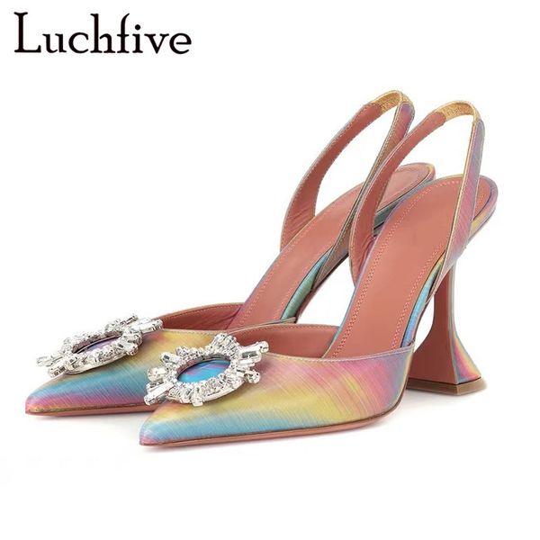 luchfive rainbow color summer lady sandals pointed toe crystal high heels women slingbacks elegant cup heel party shoes, Black
luchfive rainbow color summer lady sandals pointed toe crystal high heels women slingbacks elegant cup heel party shoes, Black