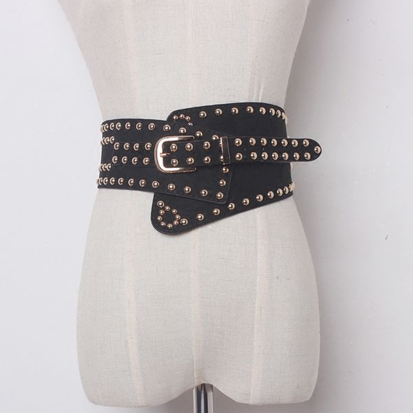 twotwinstyle women punk ultra wide belt elastic slim corset body shaper black faux leather retro rivet waist belt cummerbund, Black;brown
twotwinstyle women punk ultra wide belt elastic slim corset body shaper black faux leather retro rivet waist belt cummerbund, Black;brown