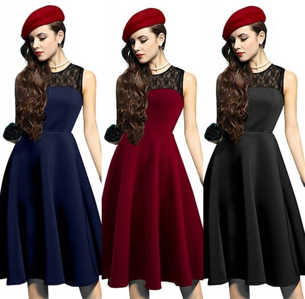 vintage women dress o-neck lace solid sleeveless 2019 vintage casual elegant print party burgundy dress fs1872, White;black
vintage women dress o-neck lace solid sleeveless 2019 vintage casual elegant print party burgundy dress fs1872, White;black