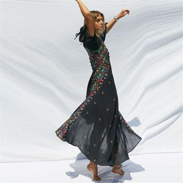 flare sleeve asymmetrical designer clothing positioning print bohemian style apparel womens summer flora printed dresses v-neck, Black;gray
flare sleeve asymmetrical designer clothing positioning print bohemian style apparel womens summer flora printed dresses v-neck, Black;gray