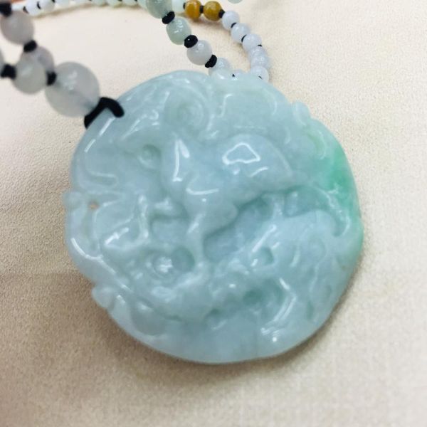 pure natural emerald jade hand-carved light green dog zodiac pendant three-color jade necklace sweater chain, Silver
pure natural emerald jade hand-carved light green dog zodiac pendant three-color jade necklace sweater chain, Silver
