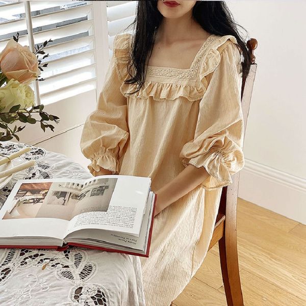 sweet soft cotton women's long nightgowns princess lace embroidery long sleeve sleepwear spring autumn homewear, Black;red
sweet soft cotton women's long nightgowns princess lace embroidery long sleeve sleepwear spring autumn homewear, Black;red