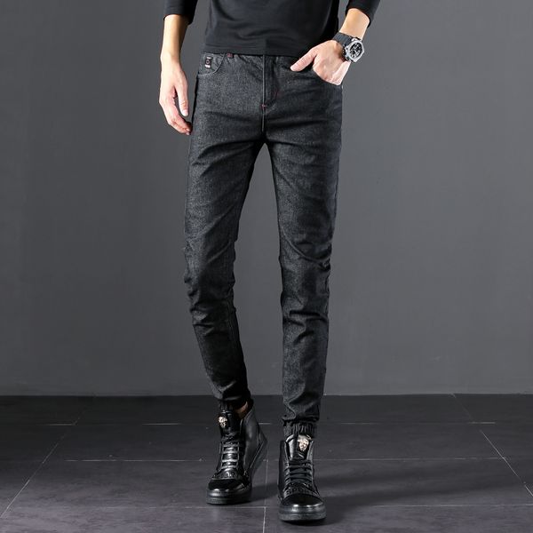 blue black men jeans pants washed denim trousers elastic waist ankle tied stretch casual slim fit mens jeans homme
blue black men jeans pants washed denim trousers elastic waist ankle tied stretch casual slim fit mens jeans homme
