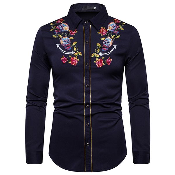 2019 men's embroidery shirts male long sleeve slim fit business casual shirt plus size lapel shirts men camisas, White;black
2019 men's embroidery shirts male long sleeve slim fit business casual shirt plus size lapel shirts men camisas, White;black