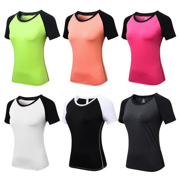 women ladies yoga skinny short sleeve fitness running sports training quick dry elastic color matching round neck t-shirt, Black;blue
women ladies yoga skinny short sleeve fitness running sports training quick dry elastic color matching round neck t-shirt, Black;blue