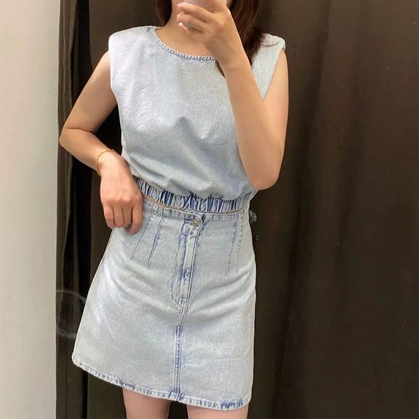 casual sleeveless o neck denim matching sets women two 2 piece outfits summer jeans tshirt and skirt high waist co-ord set, White
casual sleeveless o neck denim matching sets women two 2 piece outfits summer jeans tshirt and skirt high waist co-ord set, White